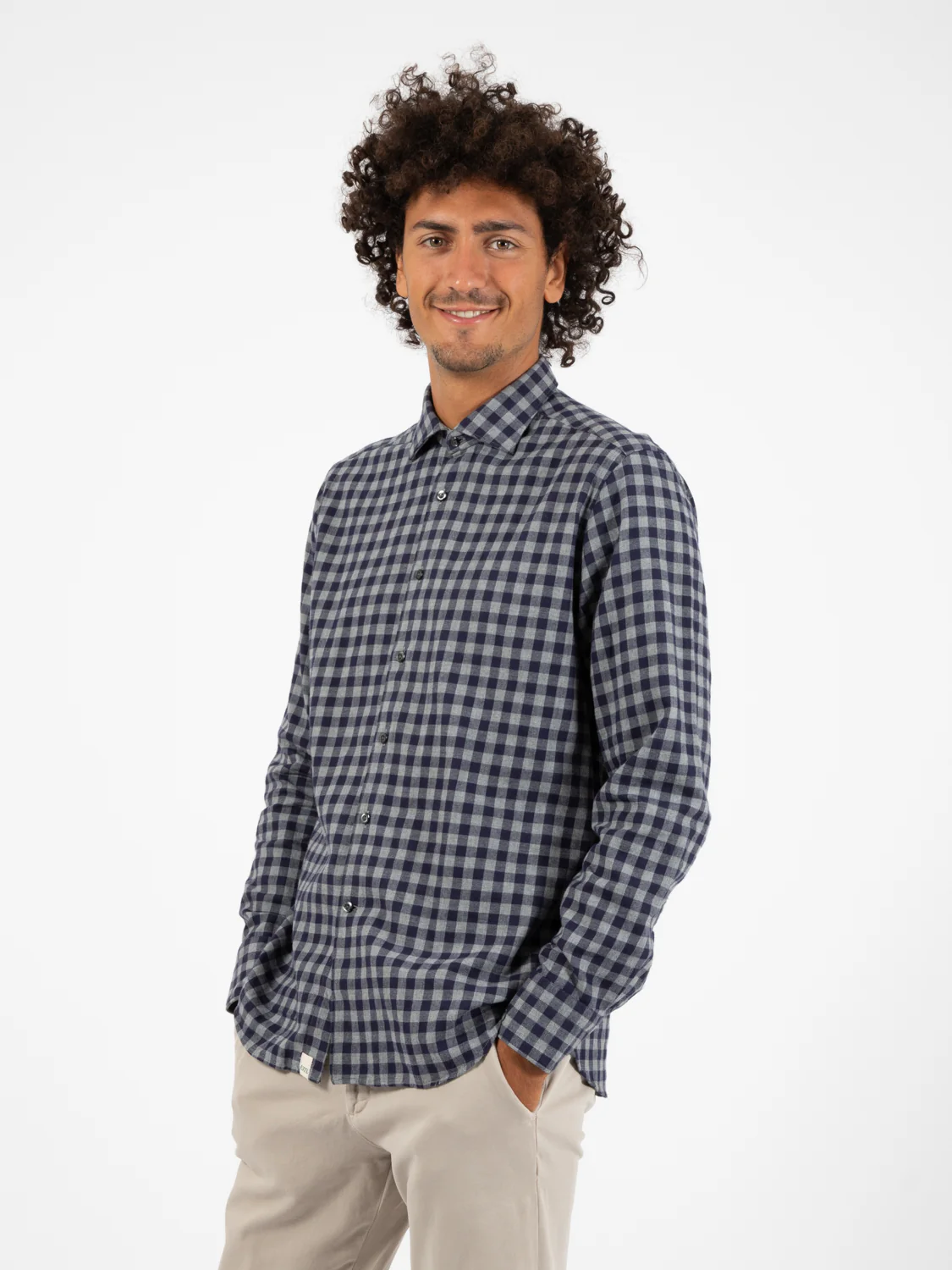 Camicia a quadri grigio / blu - immagine 3